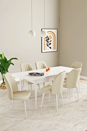 Calvin Siyah Mermer Desen 80x132 MDF Açılabilir Mutfak Masası Takımı 4 Sandalye, 1 Bench