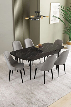 Elis Meşe Desen 80x132 Açılabilir Masa Takımı 4 Sandalye, 1 Bench