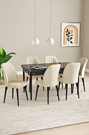 Calvin Atlantik 80x132 MDF Açılabilir Mutfak Masası Takımı 4  Sandalye