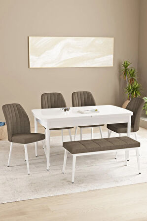 Daisy Siyah Mermer Desen 80x132 Açılabilir MDF Mutfak Masa Takımı 4 Sandalye
