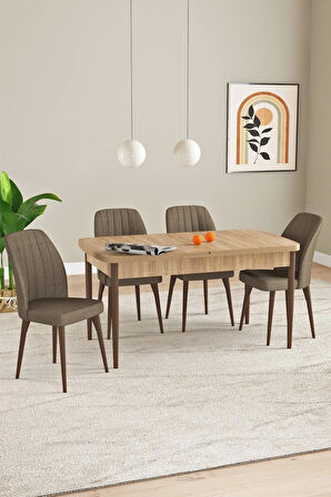 Elis Meşe Desen 80x132 Açılabilir Masa Takımı 4  Sandalye