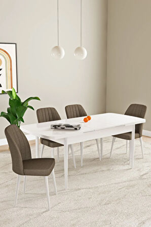 Elis Beyaz 80x132 Açılabilir Yemek Odası Takımı 4  Sandalye