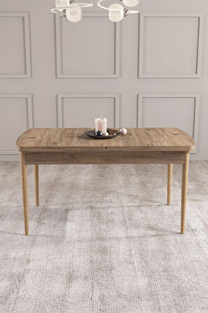 Floryn MDF Meşe Desen Açılabilir 80x132 Cm 4 Sandalyeli Mutfak Masası Takımı