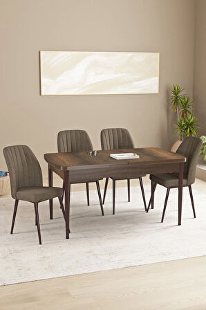 Floryn Barok Desen 80 X 132 Açılabilir MDF Mutfak Masa Takımı 4 Sandalye