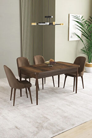 Ikon Barok Desen 80x132 MDF Açılabilir Yemek Masası Takımı 4  Sandalye