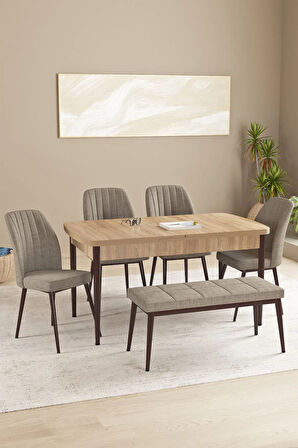 Ikon Beyaz 80x132 MDF Açılabilir Yemek Masası Takımı 4  Sandalye