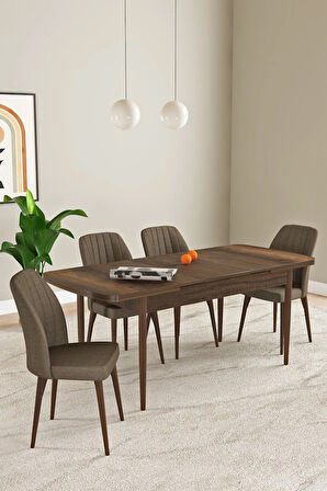 Laris Barok Desen 80 X 132 Açılabilir MDF Mutfak Masa Takımı 4 Sandalye