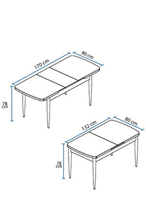Laris Barok Desen 80 X 132 Açılabilir MDF Mutfak Masa Takımı 4 Sandalye