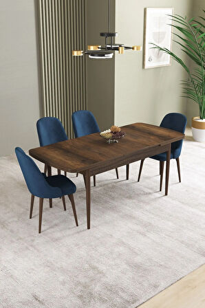 Mayer MDF Siyah Mermer Desen Açılabilir 80x132 Cm 4 Sandalyeli Mutfak Masası Takımı