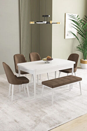 Milas Meşe Desen 80x132 MDF Açılabilir Yemek Masası Takımı 4  Sandalye