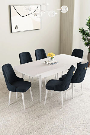 Vien Barok Desen 80 X 132 Açılabilir MDF Mutfak Masası 4  Sandalye