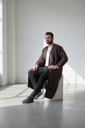 Erkek Uzun Klasik Kürk Palto Görünümlü Kışlık Dış Giyim Unisex