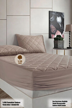 Formeya Alez Kahverengi %100 Pamuk Kapitone Yatak Koruyucu Alez Fitted Çarşaf