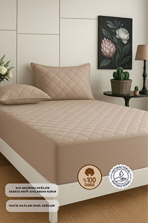 Formeya Alez Kahverengi %100 Pamuk Kapitone Yatak Koruyucu Alez Fitted Çarşaf