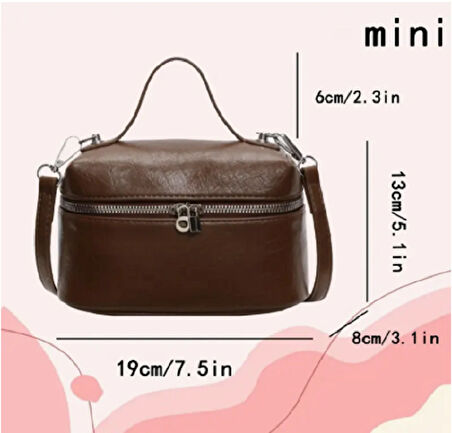  Kahverengi Önden Fermuarlı Çanta