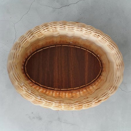 HandanRattan Ahşap Tabanlı El Örgüsü Rattan Düzenleyici Sepet - Oval Dekoratif Organizer