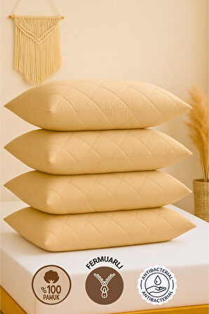 Formeya Alez Kahverengi 4 Adet %100 Pamuk Yastık Koruyucu Alez