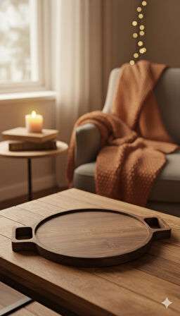 Ahşap Sunumluk Tepsi Ceviz Renk