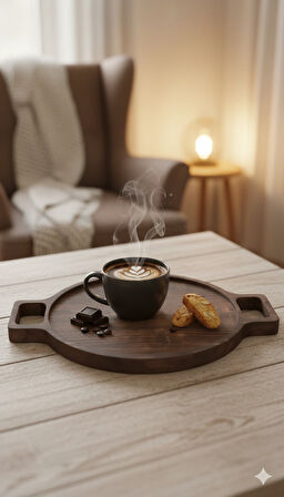 Ahşap Sunumluk Tepsi Ceviz Renk