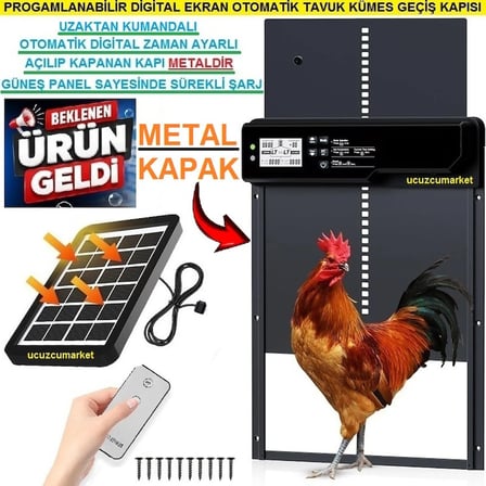 KÜMES KAPISI GÜNEŞ PANELLİ (ŞARJLI) OTOMATIK DİGİTAL EKRAN