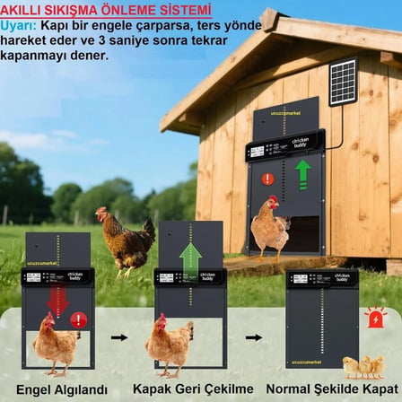 KÜMES KAPISI GÜNEŞ PANELLİ (ŞARJLI) OTOMATIK DİGİTAL EKRAN