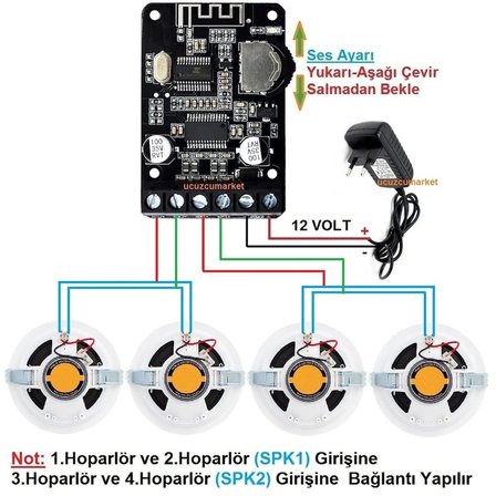 Tavan Hoparlör Seti Bluetooth Özellikli (4 Tavan Hoparlör) Anfi Kullanmadan Ev-Işyerini Seslendirin