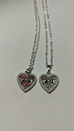 Renkli Kalp Kurdele BF Best Friend Kolye Aksesuar Hediyelik Takı