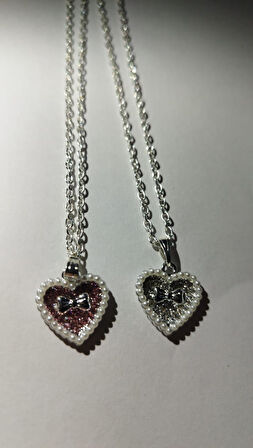 Renkli Kalp Kurdele BF Best Friend Kolye Aksesuar Hediyelik Takı