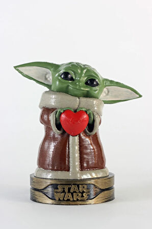 Baby Yoda Figürü - Kalpli Star Wars Grogu - The Mandalorian