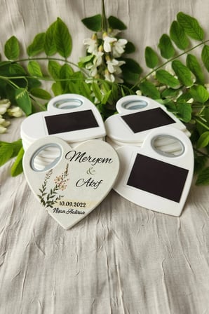 20 Adet Açacaklı Magnet Nişan Söz Kına Düğün Nikah Hatırası Misafirler Için Hediyelik Kalp Şeklinde.