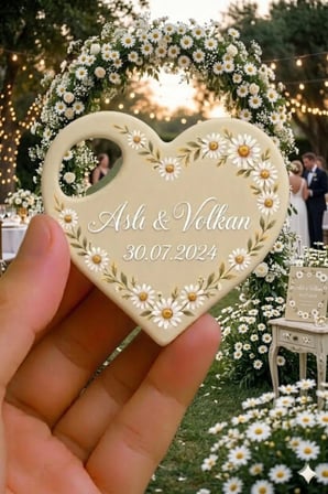 Beyaz Papatyalı Nişan Söz Kişiye Özel Açacak Magnet (20 adet) Hediyelik Şişe Açacağı Düğün Hatırası