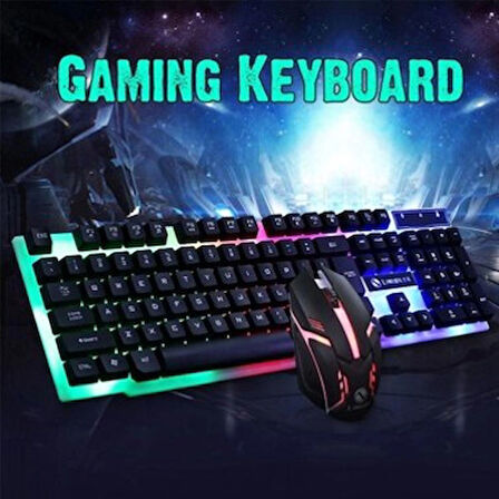 Led Işıklı Oyuncu Klavye & Mouse Seti Klavye Fare