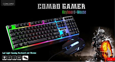 Led Işıklı Oyuncu Klavye & Mouse Seti Klavye Fare
