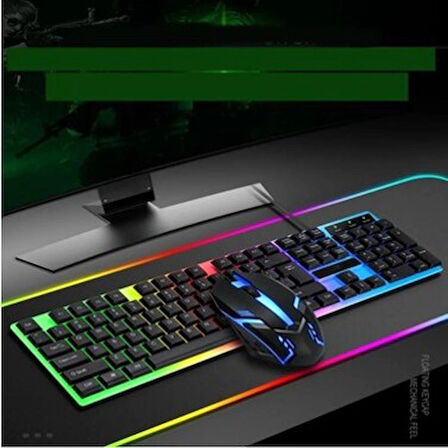 Led Işıklı Oyuncu Klavye & Mouse Seti Klavye Fare