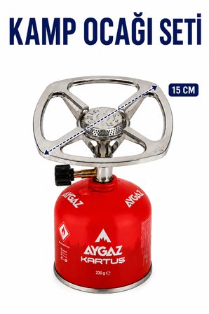 Kamp Ocağı Ve Gaz Kartuşu Seti Ayarlanabilir Alevli Portatif Ocak 230 Gr