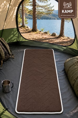 Zish Home FLEXI 5 cm Kahverengi Katlanır Kamp Yatağı | 24 DNS Orta Sert Sünger | Karavan ve Çadır İçin Taşınabilir Yatak | Yer Yatağı, Misafir Yatağı ve Anne Yanı