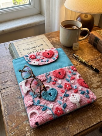 Kalbin Anahtarı açık desenli Kitap Kılıfı Şık ve Koruyucu Cepli Kitap Kılıfı Çok Amaçlı Çanta 19x25 cm