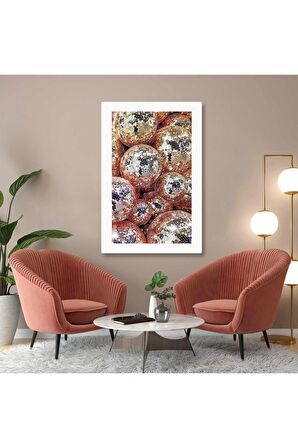 Parlak Disko Topları Glitter Altın Sarısı Kanvas Tablo T1011702