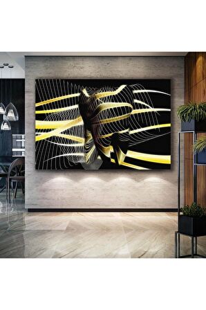 Diş Polikiliniği Dekor Ağız Sağlığı Dental Gold Siyah Kanvas Tablo T2020811