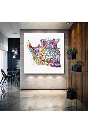 Renkli Dişler Çene Diş Hekimi Ofis Muayenehane Dekor Kanvas Tablo T3031025
