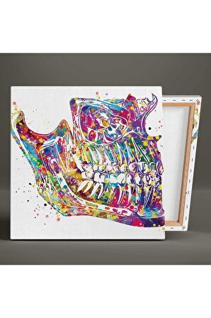 Renkli Dişler Çene Diş Hekimi Ofis Muayenehane Dekor Kanvas Tablo T3031025