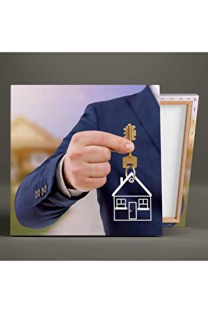 Emlakçı Anahtar Teslimi Emlak Ofisi Real Estate Kanvas Tablo
