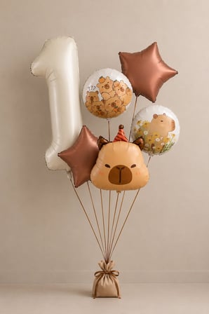 Çocuk Kapibara Tema Doğum Günü Balon Seti Yaş Seçenekli Rakam Balonlu Capybara Konsept Hayvan Figürlü Parti Süsleri