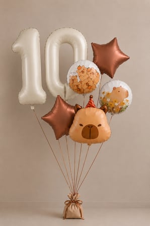 Çocuk Kapibara Tema Doğum Günü Balon Seti Yaş Seçenekli Rakam Balonlu Capybara Konsept Hayvan Figürlü Parti Süsleri