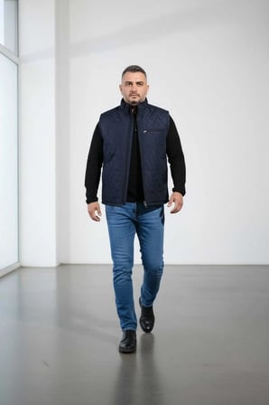 Klasik Kesim Kapitone Şişme Yelek İçi Polarlı Erkek Kışlık Yelek