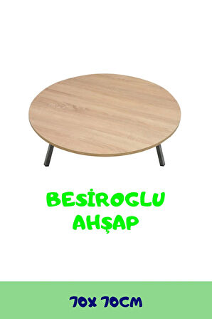 70 cm -  Ahşap Kaplama Katlanabilir Yer Sofrası Hamur Açma Tahtası Oyun Masası - 21 Cm Yükseklik