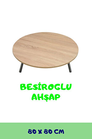 80 cm -  Ahşap Kaplama Katlanabilir Yer Sofrası Hamur Açma Tahtası Oyun Masası - 21 Cm Yükseklik
