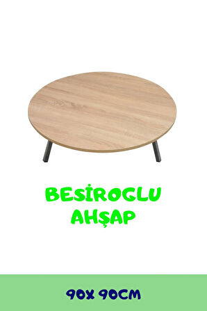 90 cm -  Ahşap Kaplama Katlanabilir Yer Sofrası Hamur Açma Tahtası Oyun Masası - 21 Cm Yükseklik
