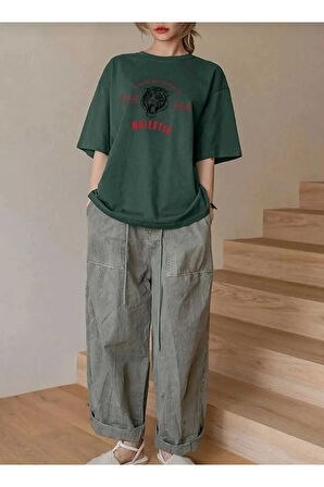 majestıc  baskılı oversize basic o yaka unisex t-şhirt