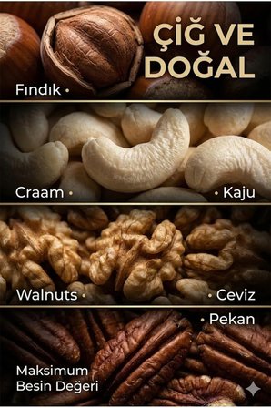 Karışık Kuruyemiş Seti Premium 4'lü Çiğ Fındık Kaju Ceviz Pekan 400 Gr Katkısız
